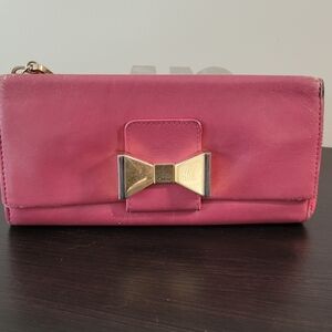 Chloe Leather Wallet with Gold Bow Accent